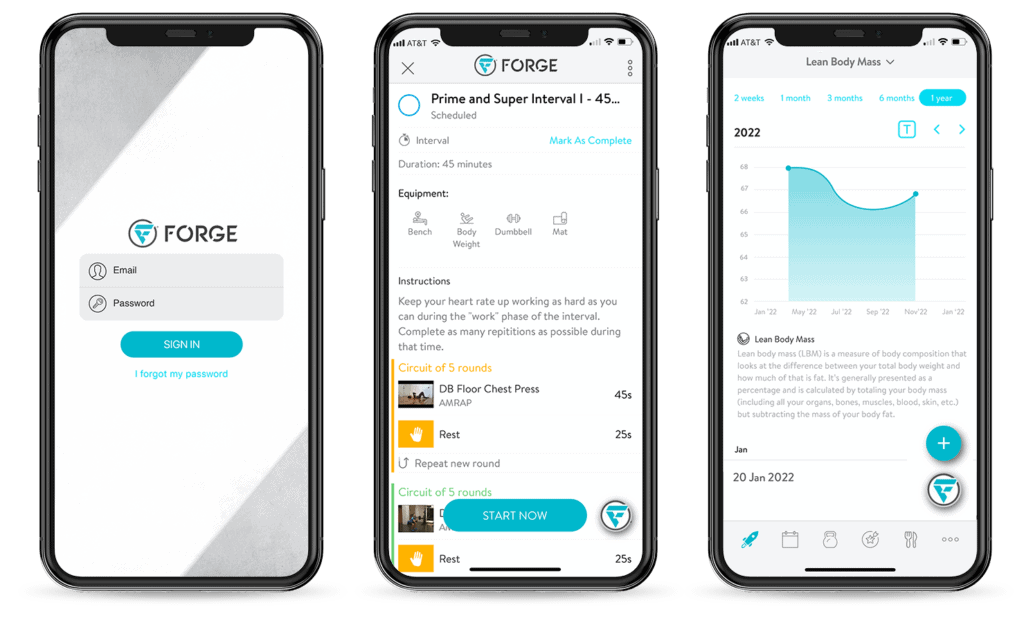 Forge Online Fitness and Nutrition Coaching Mobile App